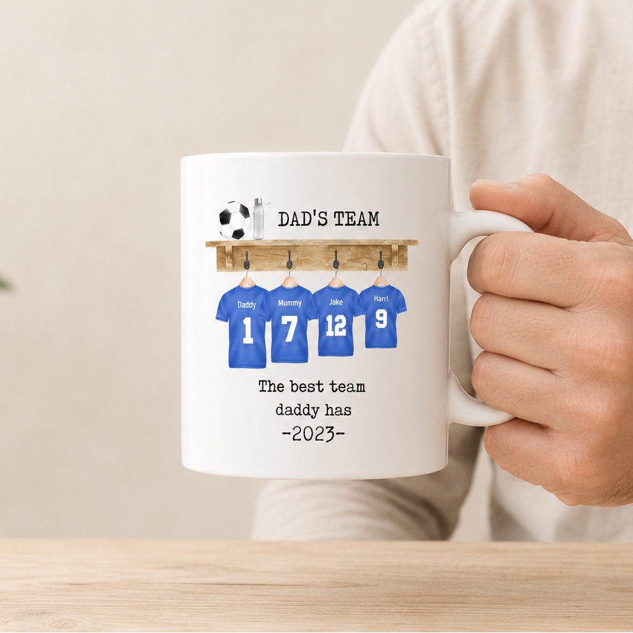 Personalised Dad Football Mug, Dad's Team Father's Day Football Mug, Dad Gift, Granddad Gift, Football Lover Gift, Football Gift, Daddy Gift