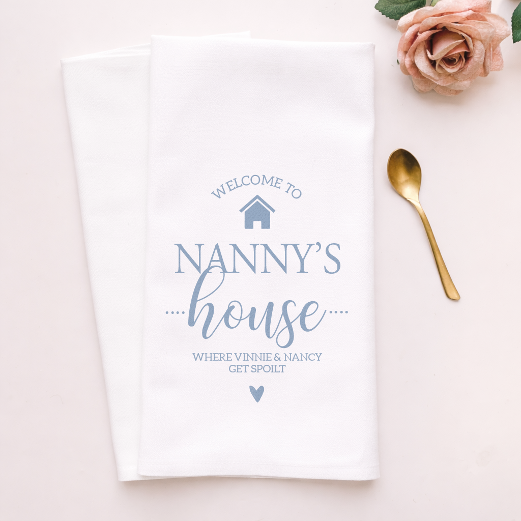 Personalised Nanny Tea Towel, Mother's Day Tea Towel, Personalised Gift for Nan, Nanny Gift, Mothers Day Gifts, Grandma Gift, Nana Tea Towel