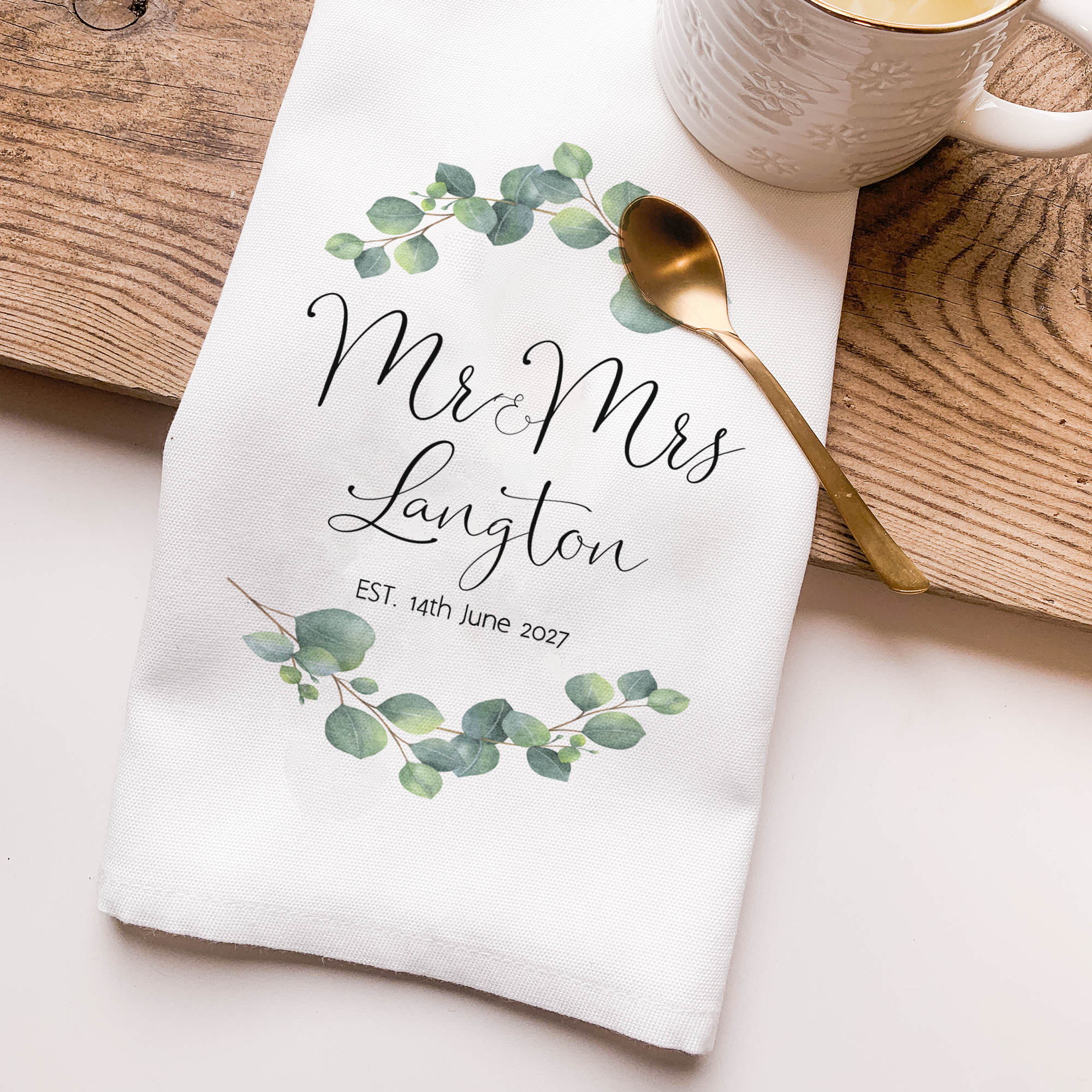 Mr & Mrs Personalised Tea Towel