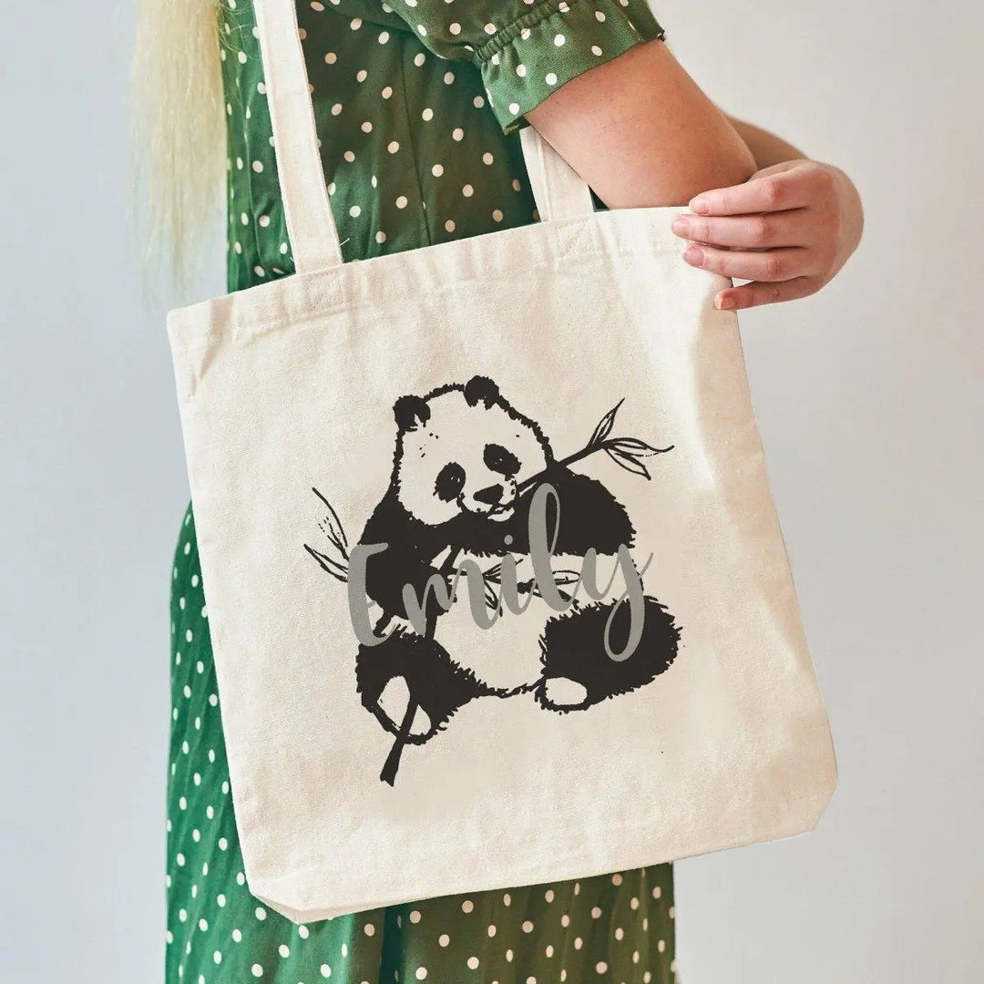 Panda Personalised Tote Bag, Gift For Girl, Panda Canvas Tote Bag, Panda Style Tote Bag, On Trend Tote Bag, Panda Tote Bag, - Amy Lucy