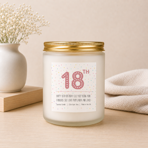Personalised 18th Birthday Candle Gift shown from the front
