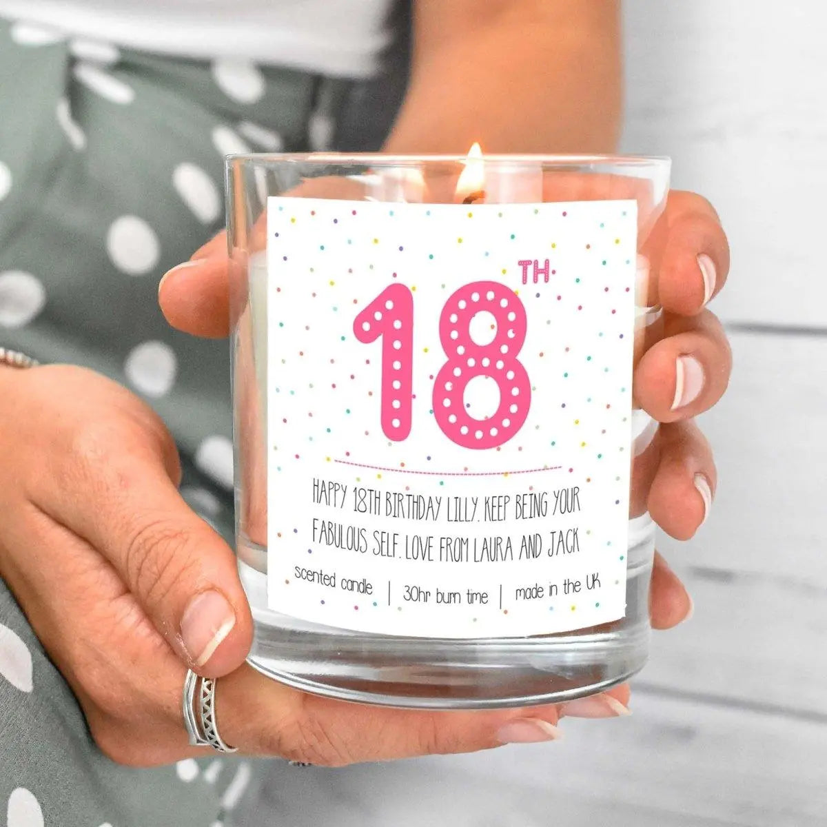 Personalised 18th Birthday Candle, Personalized Birthday Candle Gift, 21st Birthday Gift, Milestone Birthday Present, For Her, Any Age Gift - Amy Lucy