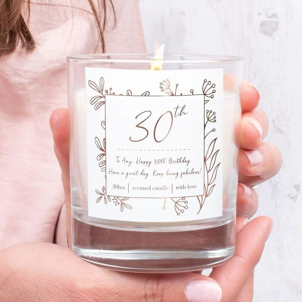 Personalised 30th Birthday Candle, Personalized Birthday Candle Gift, 30th Birthday Gift, Birthday Present, For Her, Birthday Any Age Gift - Amy Lucy