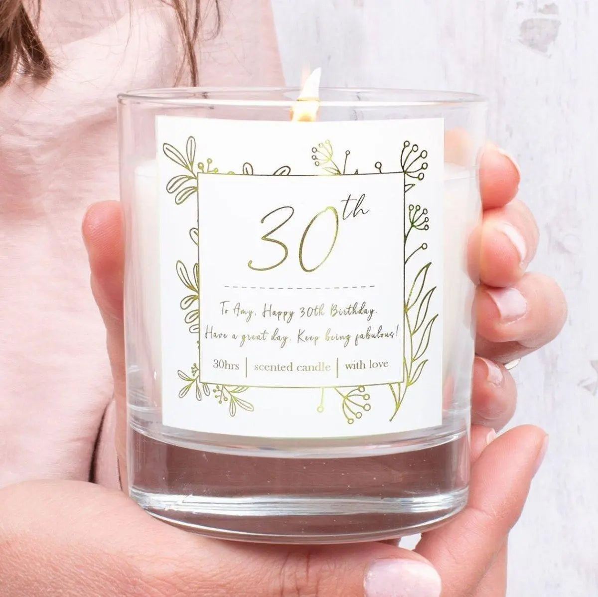 Personalised 30th Birthday Candle, Personalized Birthday Candle Gift, 30th Birthday Gift, Birthday Present, For Her, Birthday Any Age Gift - Amy Lucy