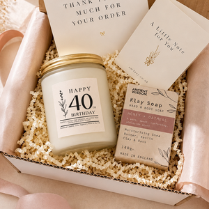 Personalised 40th Birthday Candle Gift shown from the front