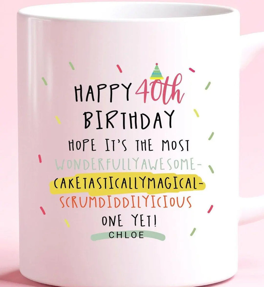 Personalised 40th Birthday Mug, 40 Birthday Age Gift, Fun Birthday Gift, Novelty Birthday Mug, Gift for Him, Custom Name Mug, Personalized - Amy Lucy