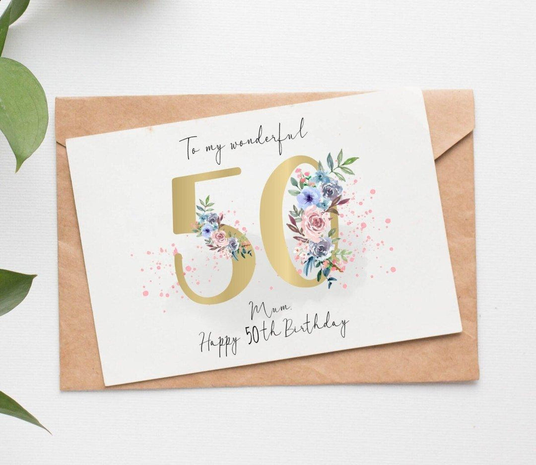 Personalised 50TH Birthday Card, Personalised Birthday Card, Age Birthday Card, Age Greetings Card, Custom Birthday Card, 50th Card - Amy Lucy