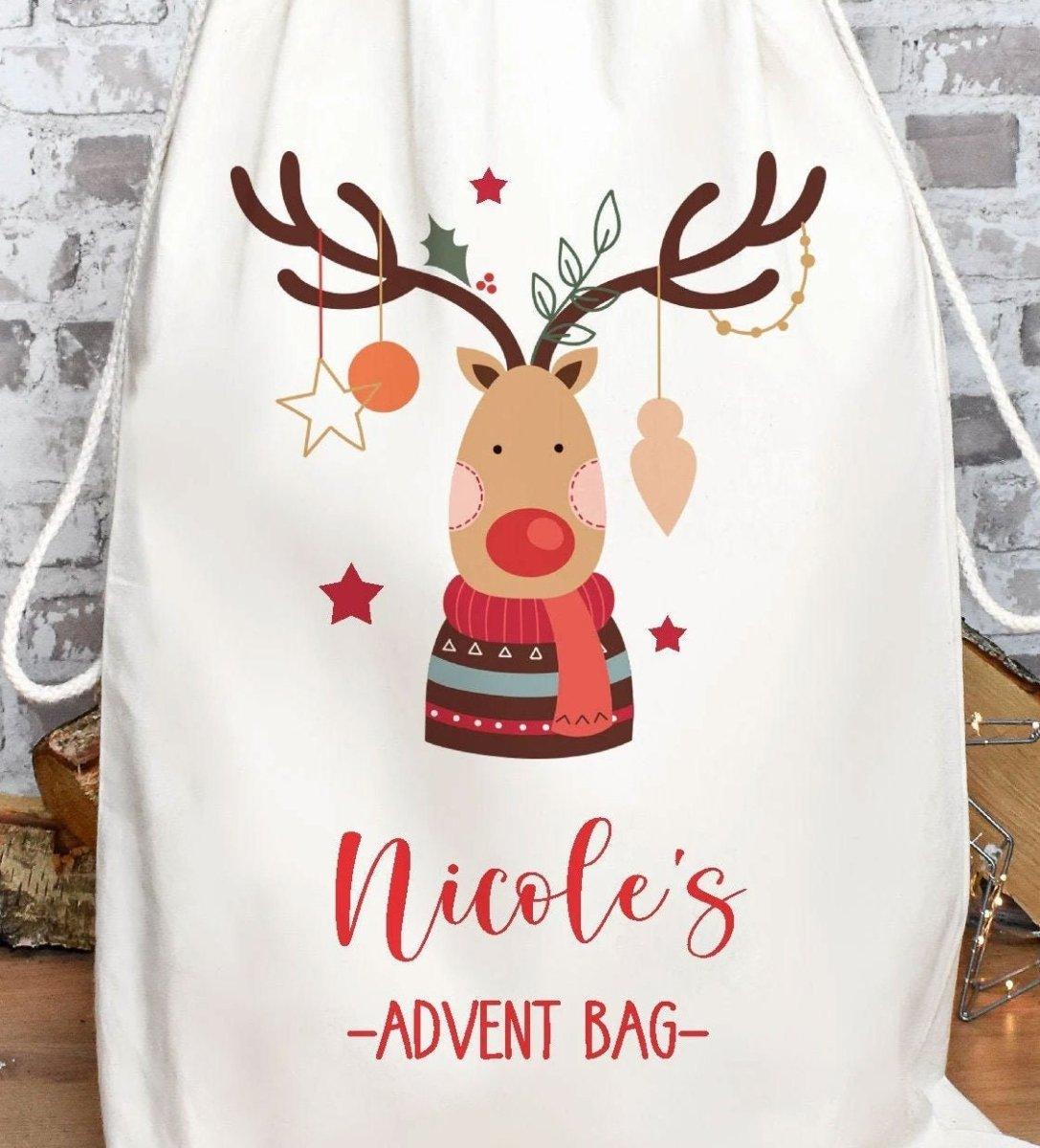 Personalised Advent Calendar, Advent Calendar Sack, Personalised Advent Calendar Bag, Calendar Bag For Kids, Fabric Bag, Christmas Decor - Amy Lucy