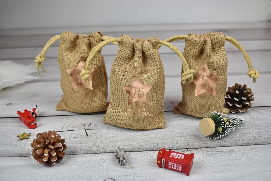 Personalised Advent Calendar Sacks, Advent Calendar Sacks, Personalised Advent Calendar Bags, Calendar Bag For Kids, Adults, Jute Bags, - Amy Lucy