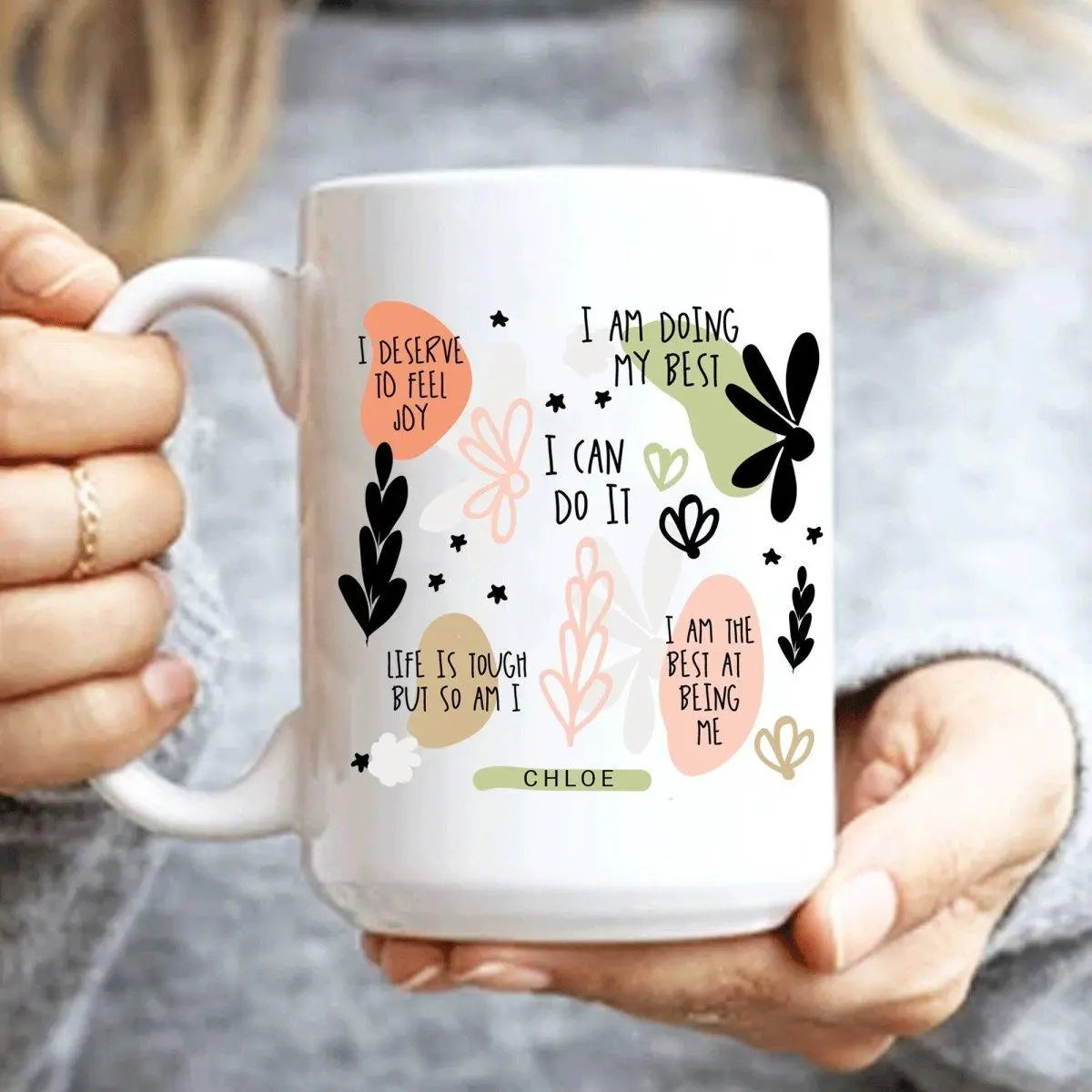 Personalised Affirmation Mug, Positivity Mug, Positive Mental Health Gift, Friendship Gift, Extra Large Mug, Work Mug, , 15oz Mug - Amy Lucy