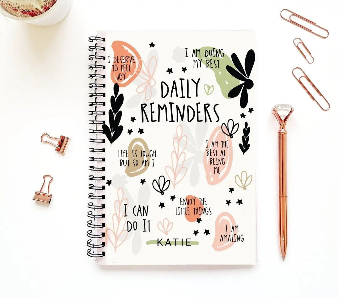 Personalised Affirmation Notebook, Positivity Planner, Self Love