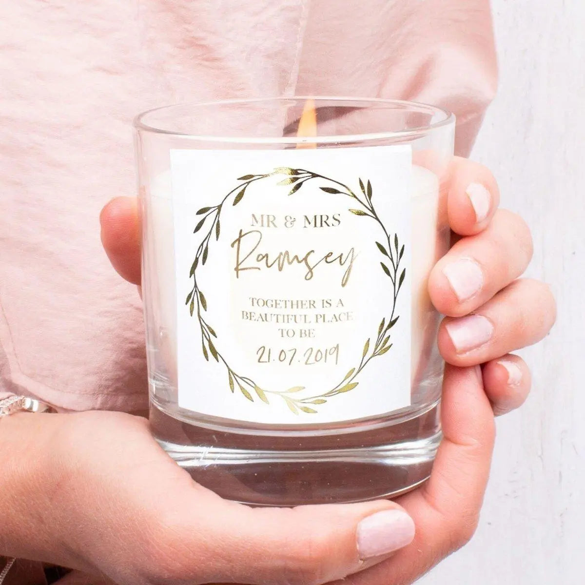 Personalised Anniversary Candle, Anniversary Gift, Rose Gold Candle, Love Couple Gift, Wedding Anniversary Candle, Custom Names, Anniversary - Amy Lucy