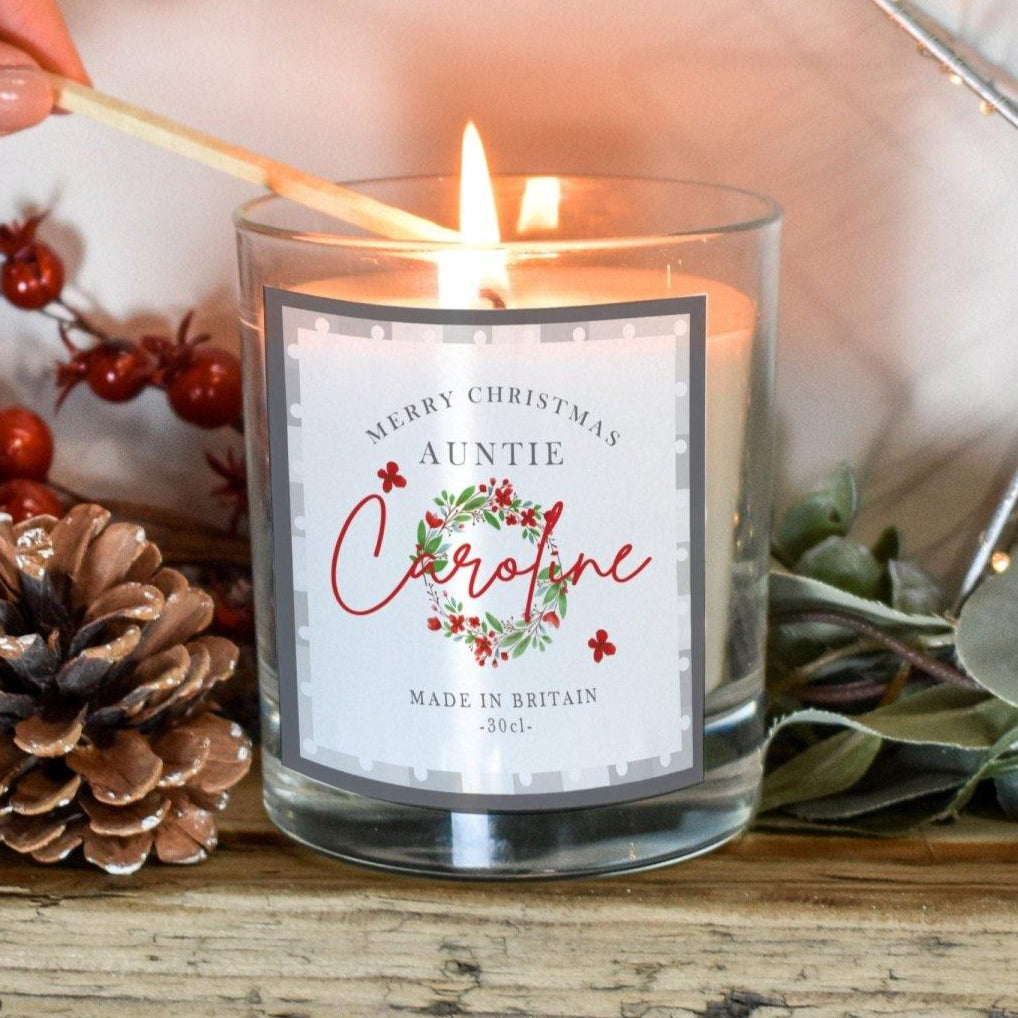 Personalised Auntie Christmas Candle, Auntie Candle Gift, Christmas Aunty Candle Gift, Aunt Christmas Gifts, Scented Candles,Christmas Gift - Amy Lucy