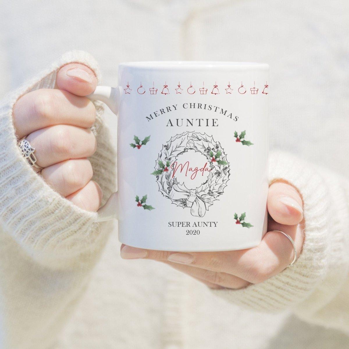 Personalised Auntie Christmas Mug, Auntie Mug Gift, Christmas Auntie Mug Gift, Auntie Christmas Gifts, Printed Mugs, Gift Holly - Amy Lucy