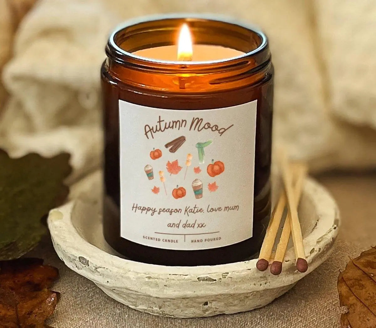 Personalised Autumn Mood Candle, Autumn Candle, Halloween Candle, Autumn Vibes, Fall Candle, Fall Decoration, Scented Handmade Candle, - Amy Lucy