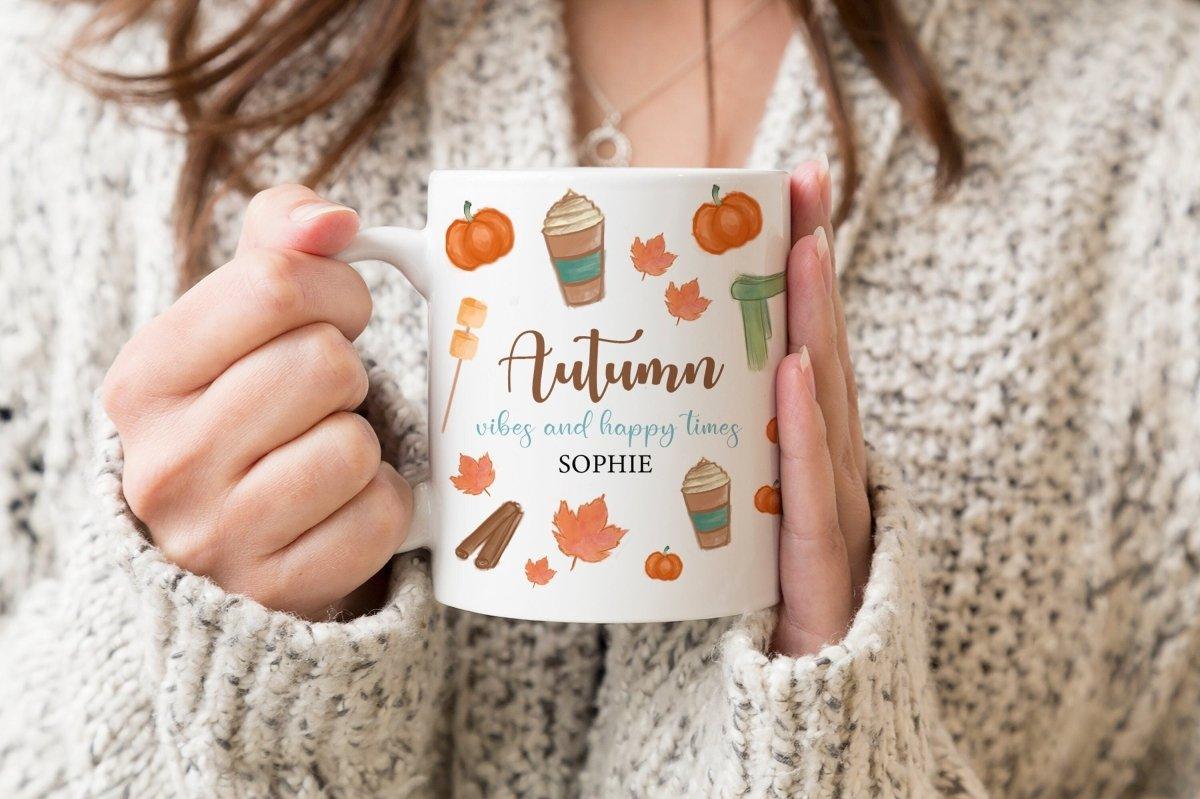 Personalised Autumn Vibes Mug, Autumn Mug, Pumpkin Mugs, Fall Mug, Fall Decoration, Autumn Decorations, Autumn Vibes Decoration, Mugs - Amy Lucy