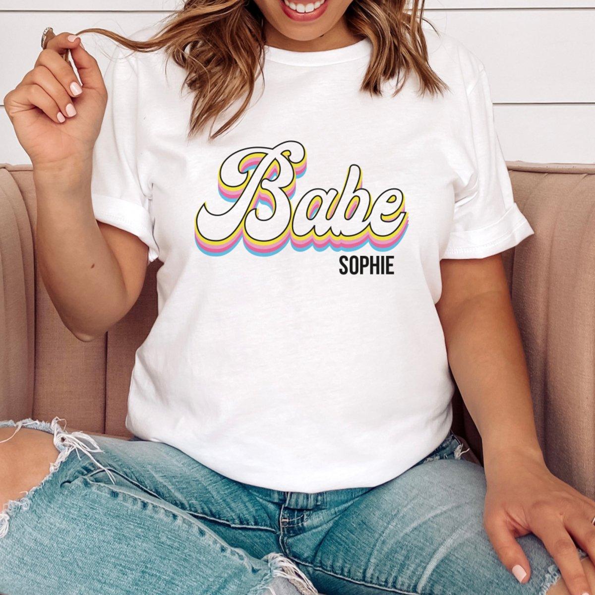 Personalised Babe Hen Party T-Shirt - Retro - Amy Lucy