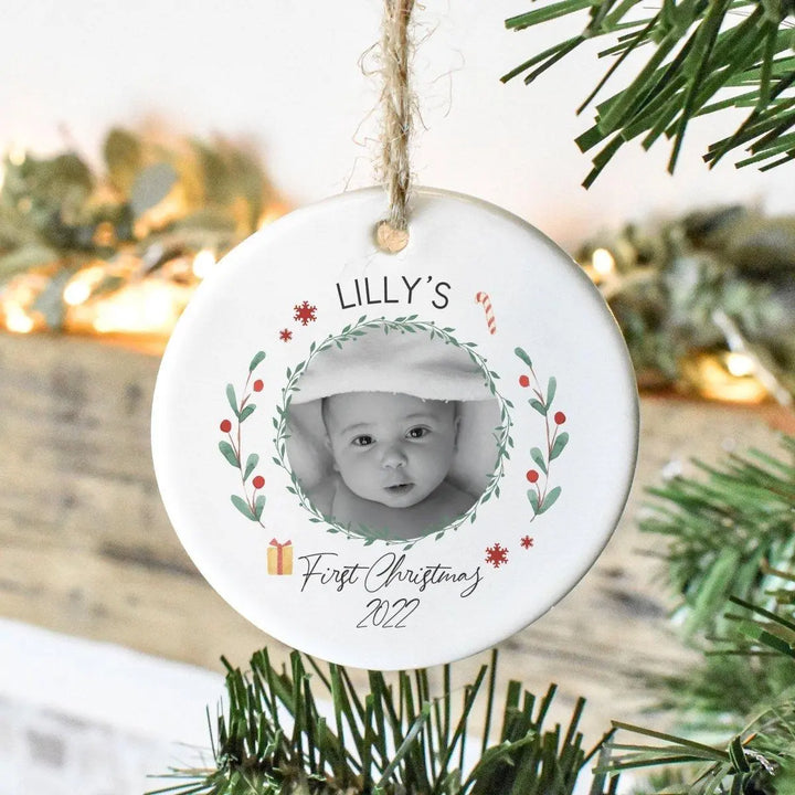 Personalised Baby 1st Christmas Bauble, Baby Christmas Ornament, My First Christmas, Baby Photo Bauble, New Baby Xmas, Christmas Gift, - Amy Lucy