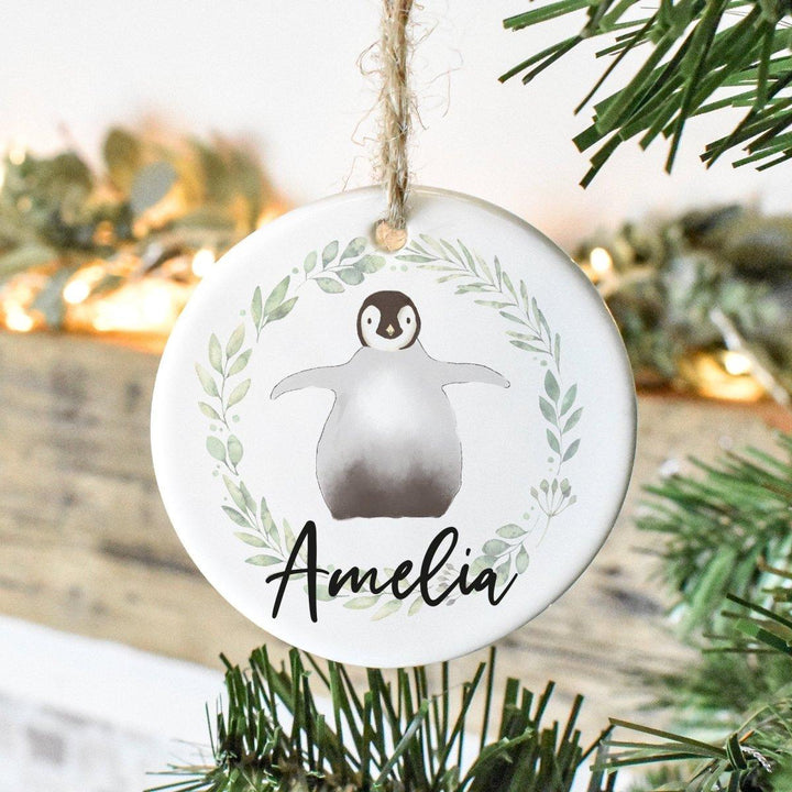 Personalised Baby Bauble, Baby 1st Christmas Ornament, Custom Child Christmas Decoration, Penguin Bauble, New Baby Christmas Gift, 1st Xmas - Amy Lucy