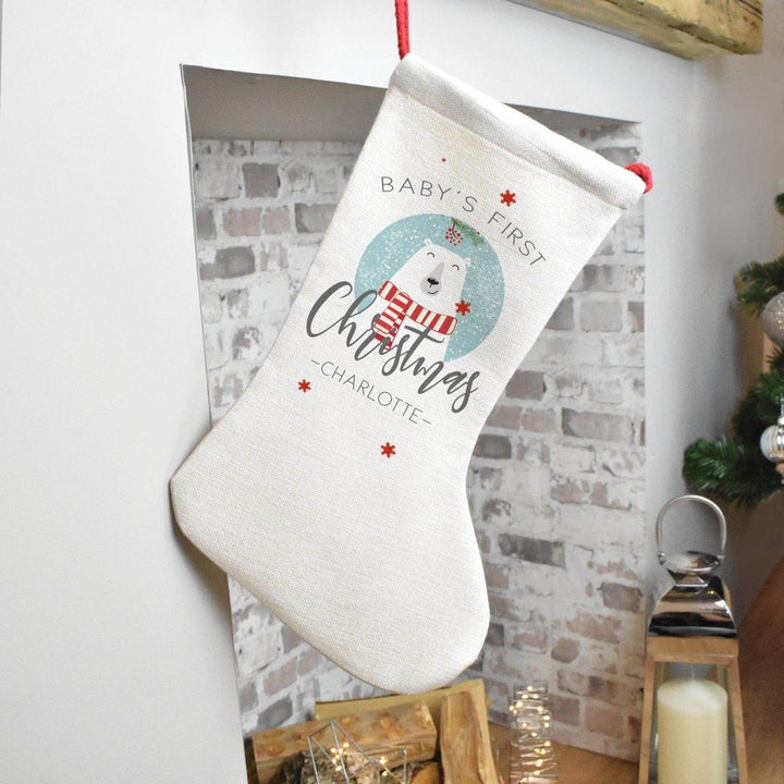 Personalised Baby First Christmas Stocking, 1st Christmas Stocking, Baby First Christmas Stocking, Polar Bear Stocking, Xmas Decoration, 1st