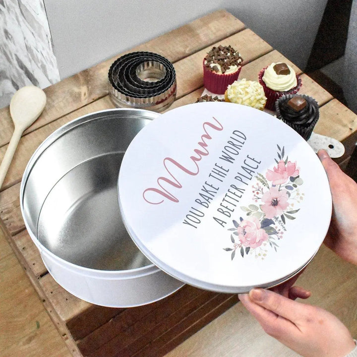 Personalised Baking Tin, Bake The World A Better Place, Mum Baking Gift, Personalised Mothers Day Gift, Cake Tin, Baking Gift, Mum Nan Gift