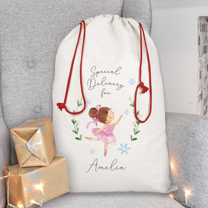 Personalised Ballerina Christmas Sack, Nutcracker Christmas Gift Sack, Ballet Xmas Gift Bag, Custom Christmas Eve Sack, Xmas Gift Sack,