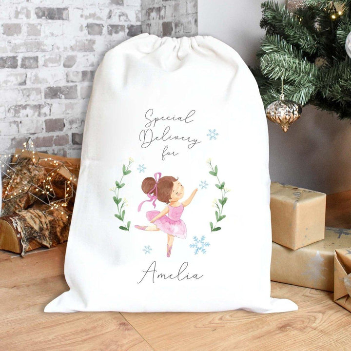 Personalised Ballerina Christmas Sack, Nutcracker Christmas Gift Sack, Ballet Xmas Gift Bag, Custom Christmas Eve Sack, Xmas Gift Sack,