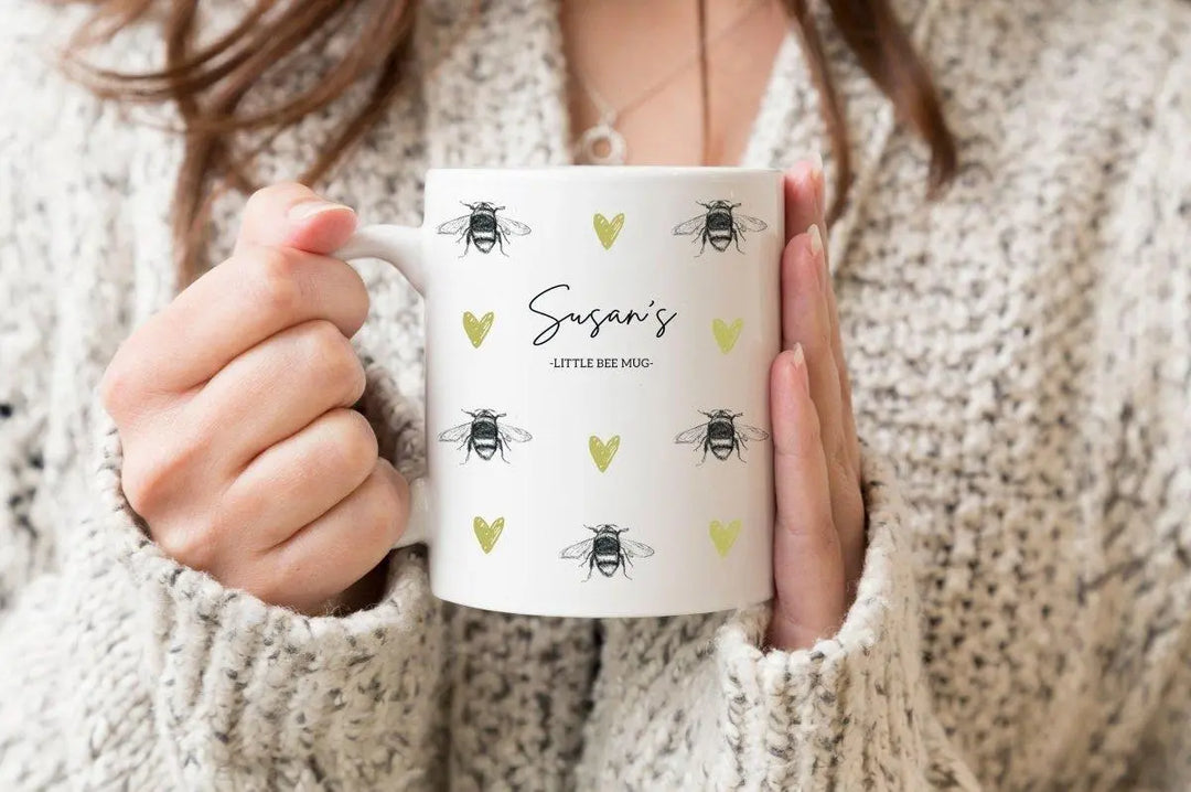 Personalised Bee Mug, Bee Gifts, Personalised Bee Mugs, Bee Gifts, Bee Home Gift, Gifts for Her, Name Mug, Hand Drawn Mug, County, Farm Mug