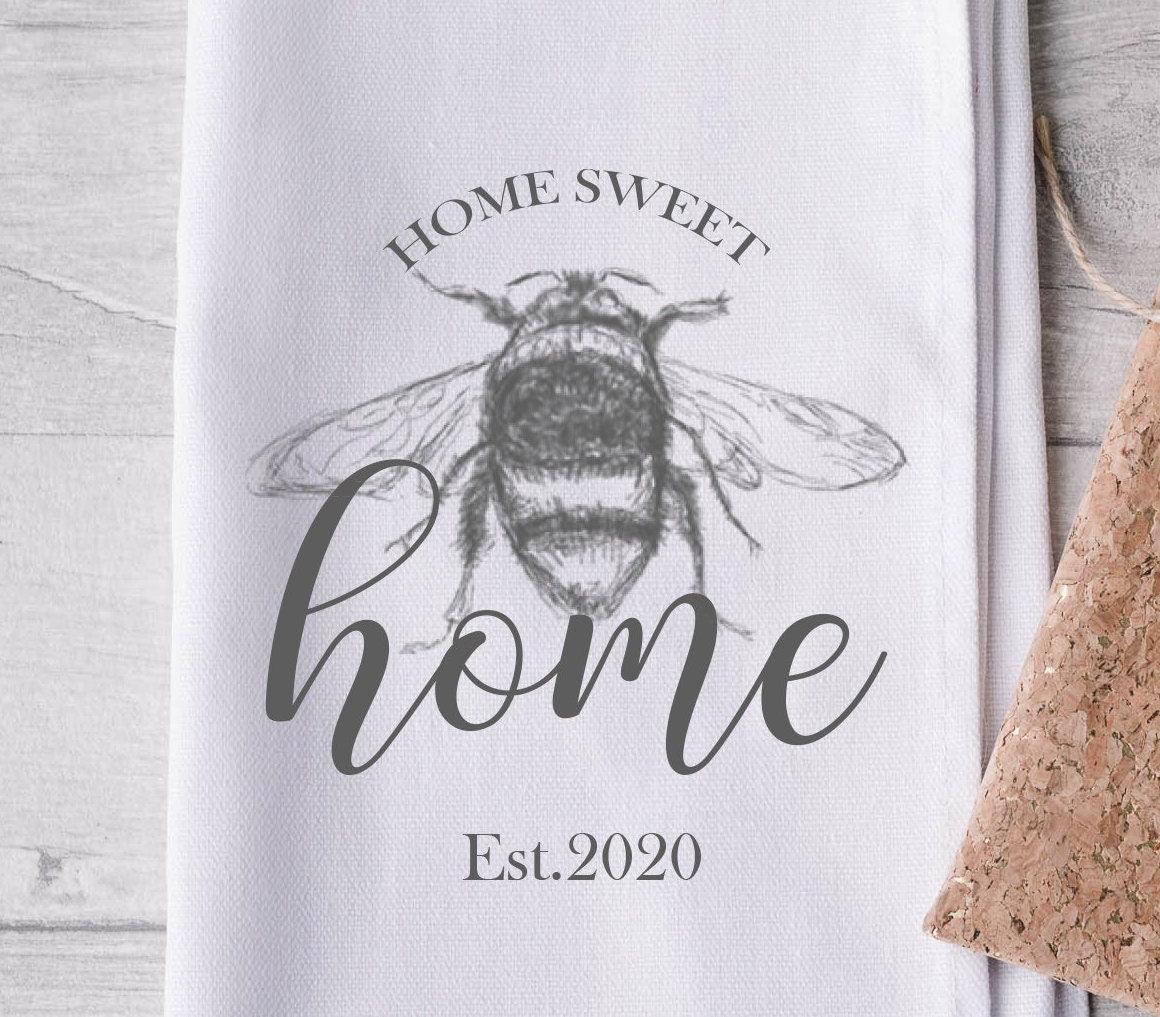 Personalised Bee Tea Towel, Bee Gift, Wedding Gift, Bee Housewarming Gift, Custom Tea Towel, Country Home Tea Towel, Kitchen Decor, Bee