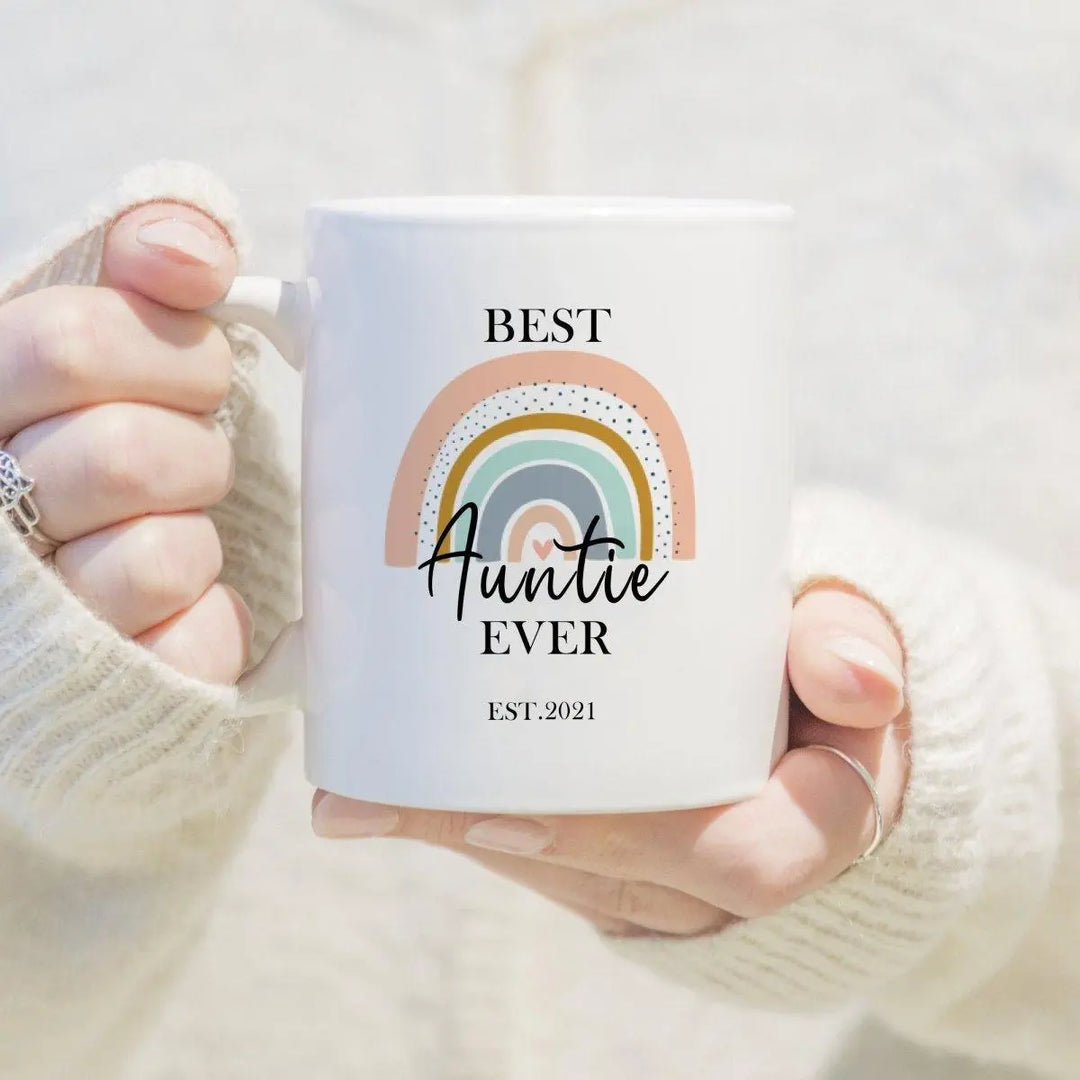 Personalised Best Auntie Mug, Best Aunty Gift, Personalised Gift For Her, Best Auntie Gift, Rainbow Gift, Relation Gift, Aunty Birthday, New