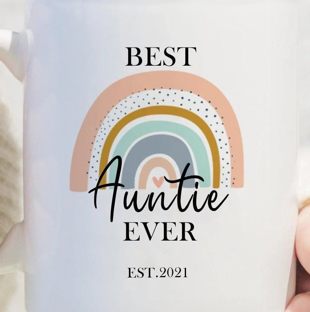 Personalised Best Auntie Mug, Best Aunty Gift, Personalised Gift For Her, Best Auntie Gift, Rainbow Gift, Relation Gift, Aunty Birthday, New