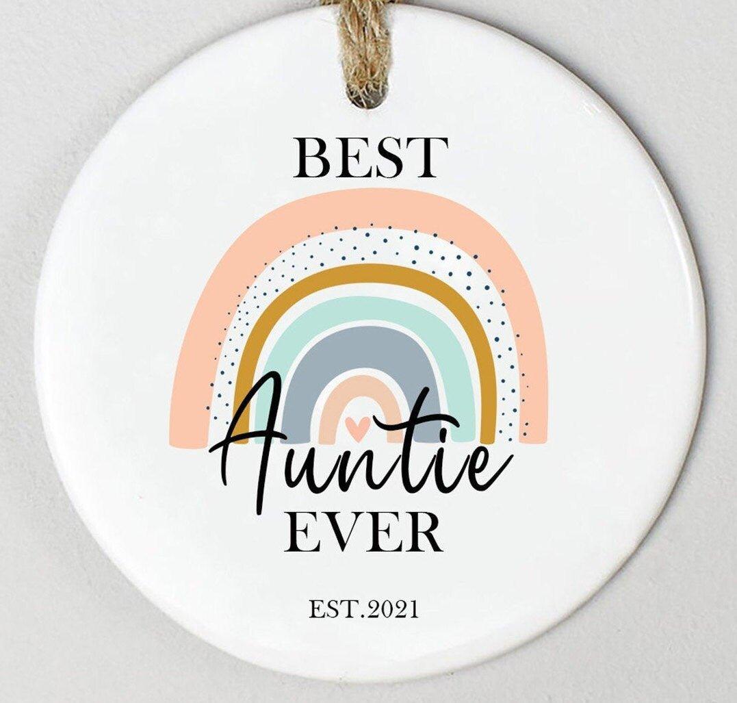 Personalised Best Auntie Sign, Best Aunty Gift, Aunty Ornament, Best Auntie Gift, Rainbow Gift, Relation Gift, New Aunty Gift, Hanging Sign