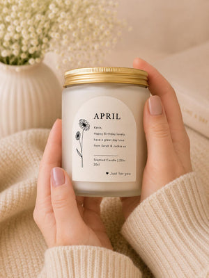 Personalised Birth Flower Birthday Candle shown from the front