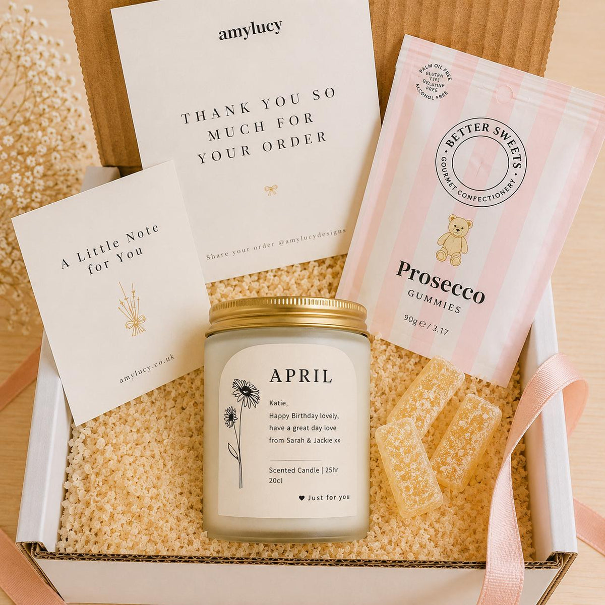 Personalised Birth Flower Birthday Candle styled as a thoughtful gift