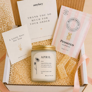 Personalised Birth Flower Birthday Candle styled as a thoughtful gift