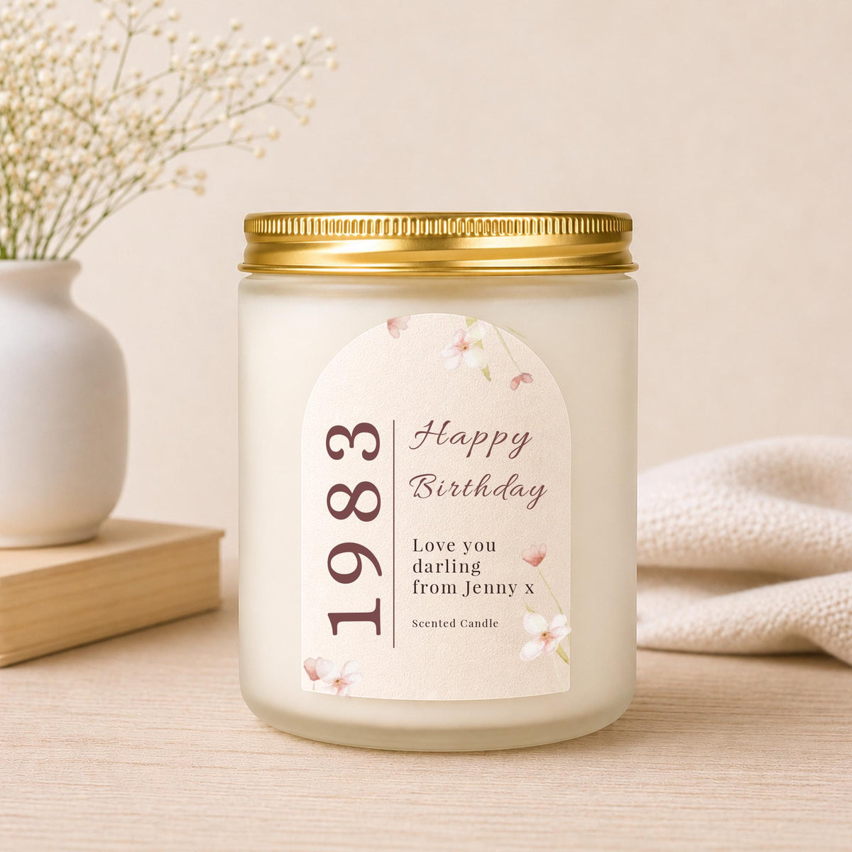 Personalised Birth Year Birthday Candle shown from the front