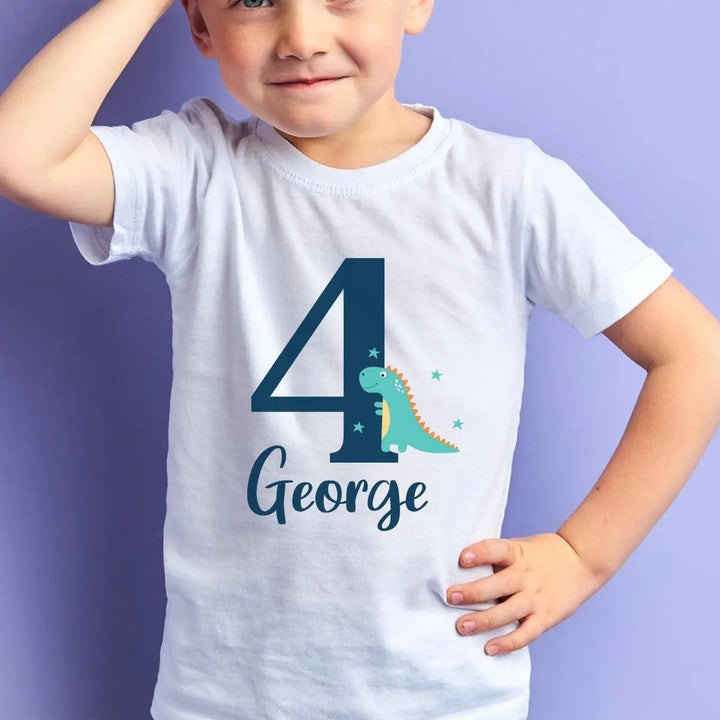 Personalised Birthday Dinosaur Kids T-shirt, Boys Birthday T-shirt, Birthday Top, Dinosaur Theme Birthday, Personalised Children&#39;s T-shirt,