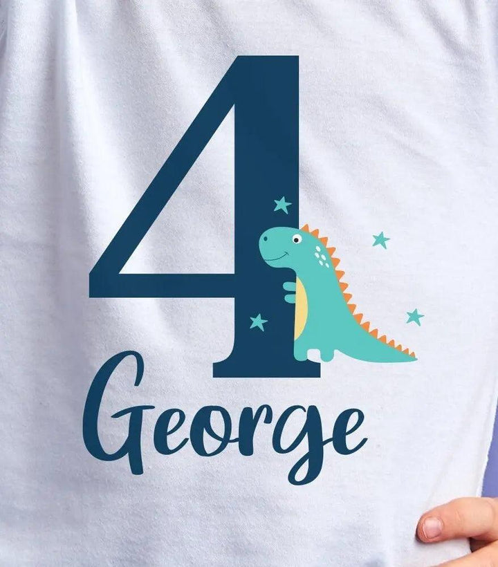 Personalised Birthday Dinosaur Kids T-shirt, Boys Birthday T-shirt, Birthday Top, Dinosaur Theme Birthday, Personalised Children&#39;s T-shirt,