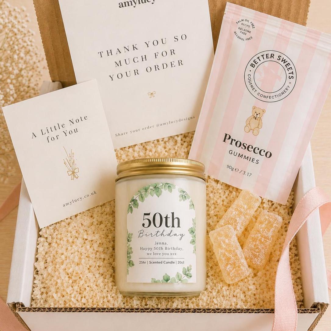 Personalised Botanical Birthday Candle Gift shown from the front
