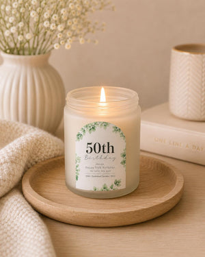 Personalised Botanical Birthday Candle Gift styled as a thoughtful gift