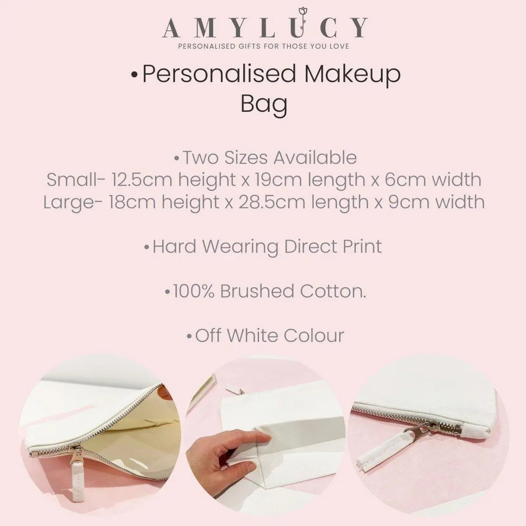 Personalised Bridal Makeup Bag, Bridal Party Gift, Hen Night Favour, Bridesmaid Favour, Maid of Honour Gift, Bridesmaid Accessory, Bride - Amy Lucy