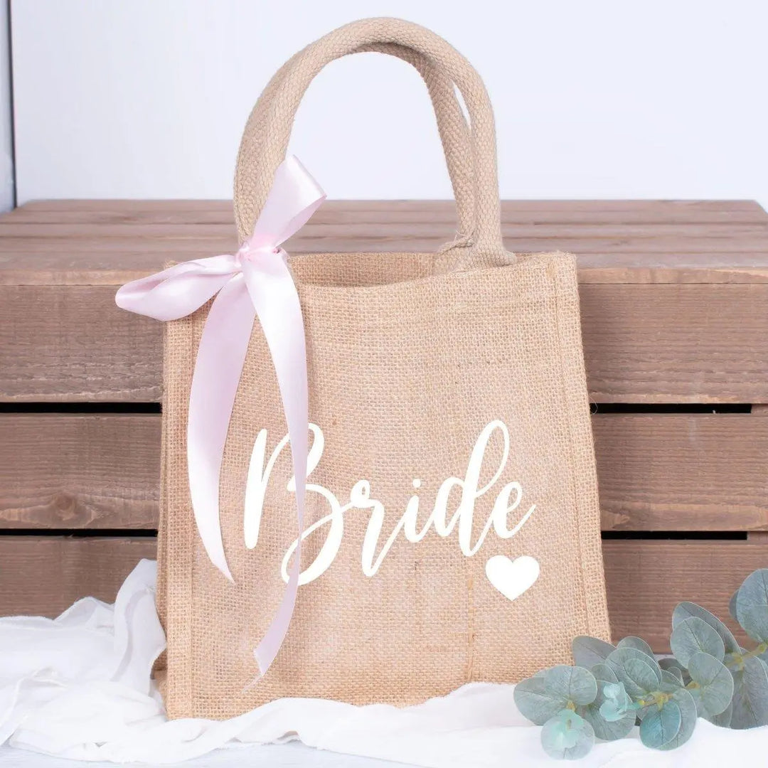 Personalised Bride Bag, Bride Jute Bag, Bride Gift Bag, Bride Gifts, Bridal Party Bag, Bridesmaid Bag, Maid of Honour Gift Bag, Hen Bag - Amy Lucy