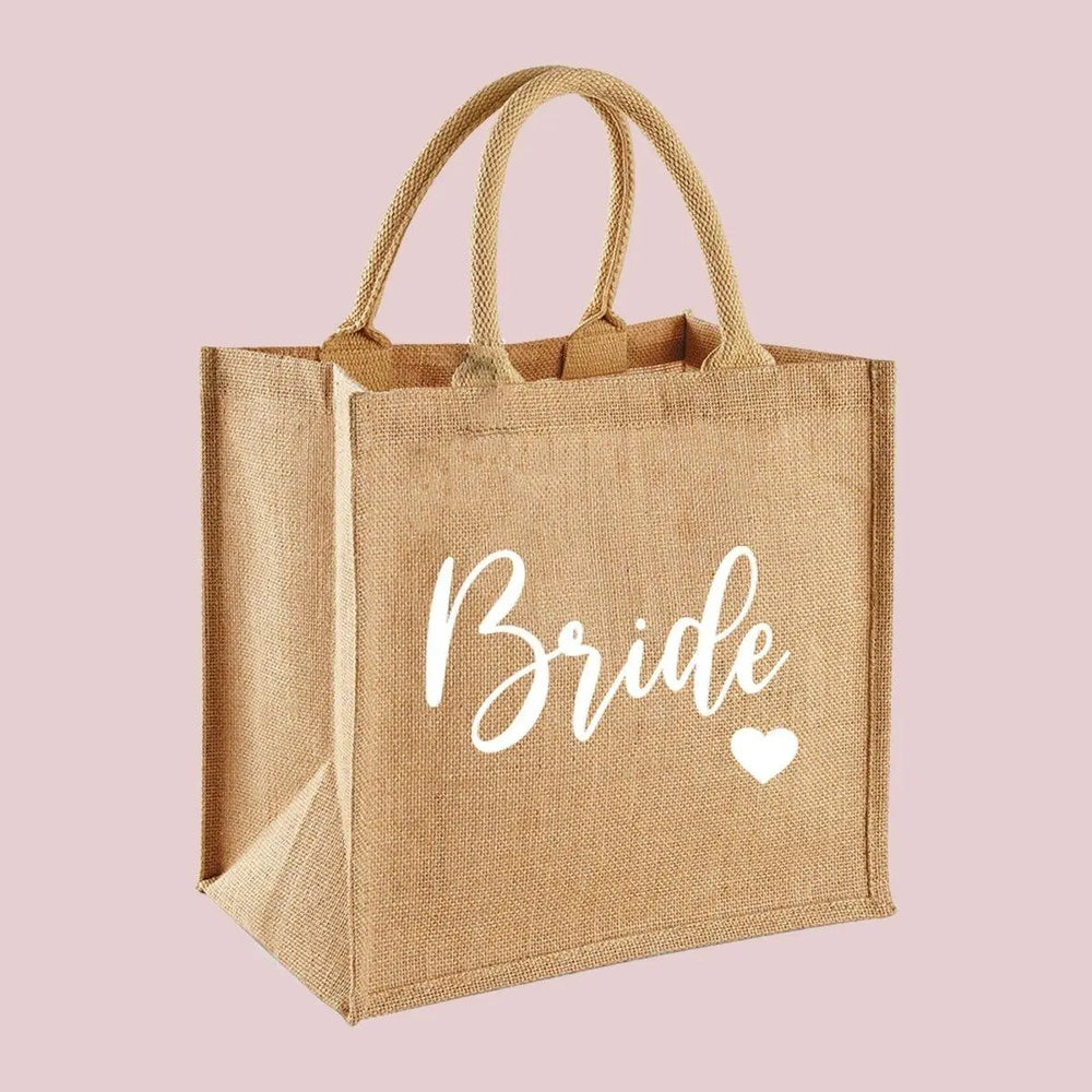 Personalised Bride Bag, Bride Jute Bag, Bride Gift Bag, Bride Gifts, Bridal Party Bag, Bridesmaid Bag, Maid of Honour Gift Bag, Hen Bag - Amy Lucy