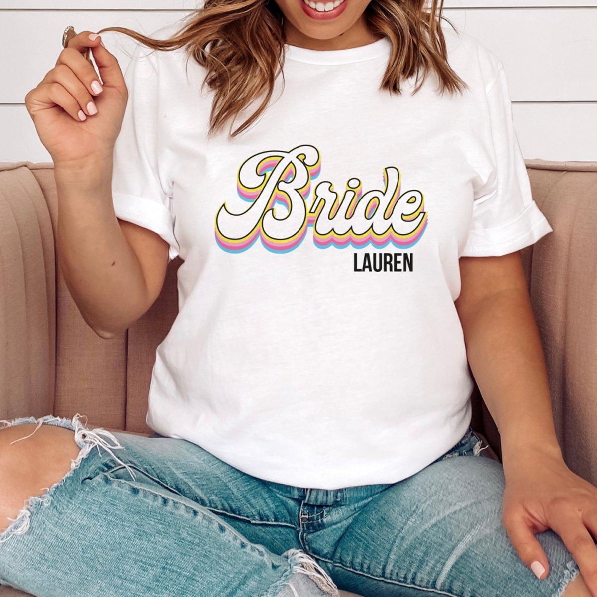 Personalised Bride Hen Party T-Shirt - Retro - Amy Lucy