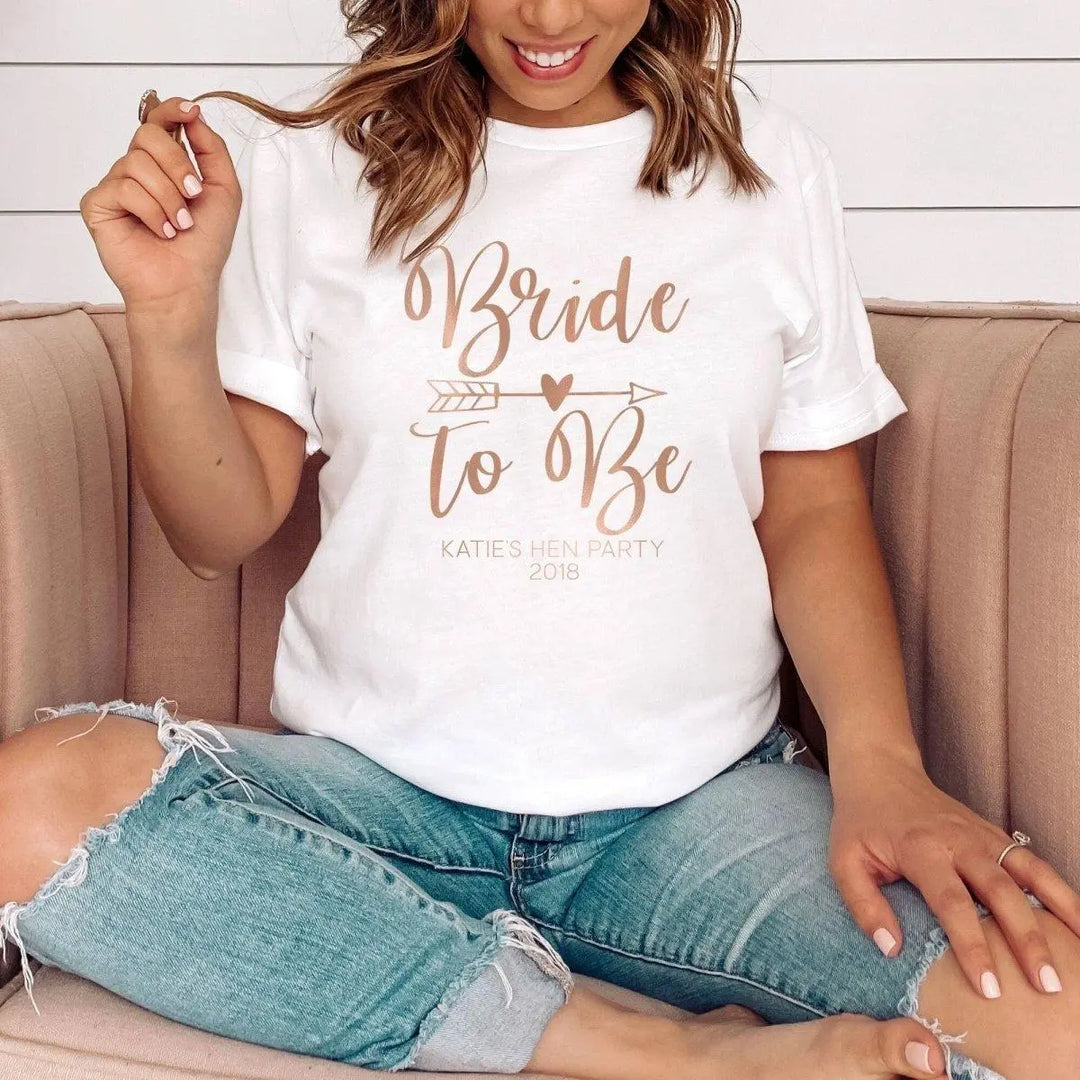 Personalised Bride To Be Hen Party T-shirt, Rose Gold Hen Night T-shirts, Rose Gold Hen Party Tops, Bride To Be Tops, Bride Tribe Party Tops - Amy Lucy