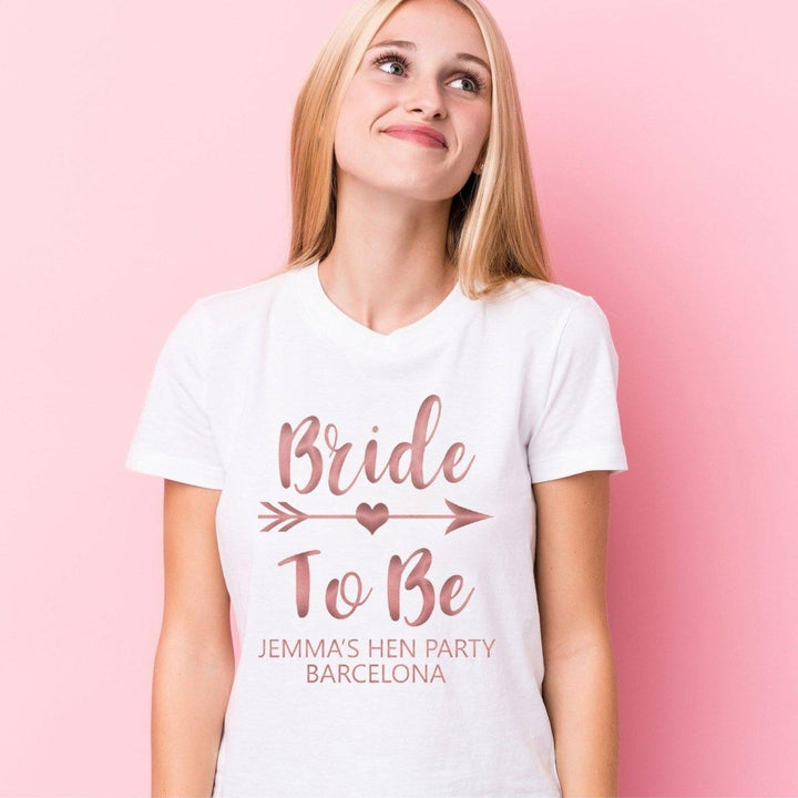 Personalised Bride To Be Hen Party T-shirt, Rose Gold Hen Night T-shirts, Rose Gold Hen Party Tops, Bride To Be Tops, Bride Tribe Party Tops - Amy Lucy