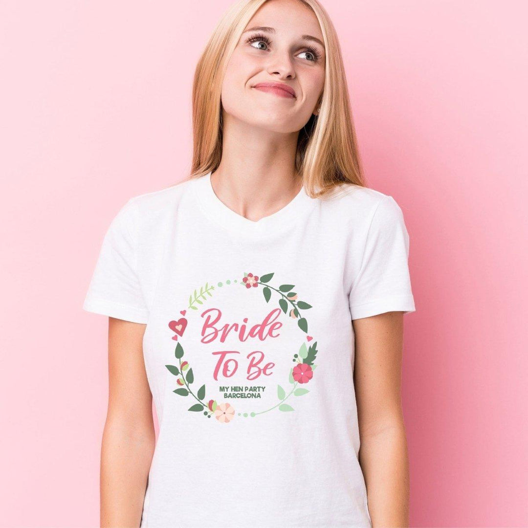 Personalised Bride To Be Tops, Wreath Hen Party T-shirts, Vintage Hen Night T-shirts, Organic Hen Party Tops, Bride To Be Tops, Vintage - Amy Lucy