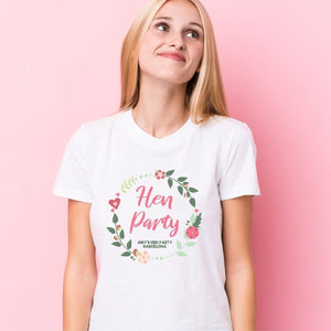 Personalised Bride To Be Tops, Wreath Hen Party T-shirts, Vintage Hen Night T-shirts, Organic Hen Party Tops, Bride To Be Tops, Vintage - Amy Lucy