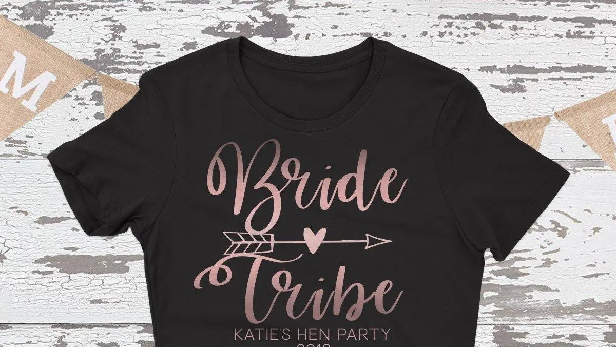 Personalised Bride Tribe Hen Party T-shirt, Rose Gold Hen Night T-shirts, Rose Gold Hen Party Tops, Bride To Be Tops, Bride Tribe Party Tops - Amy Lucy