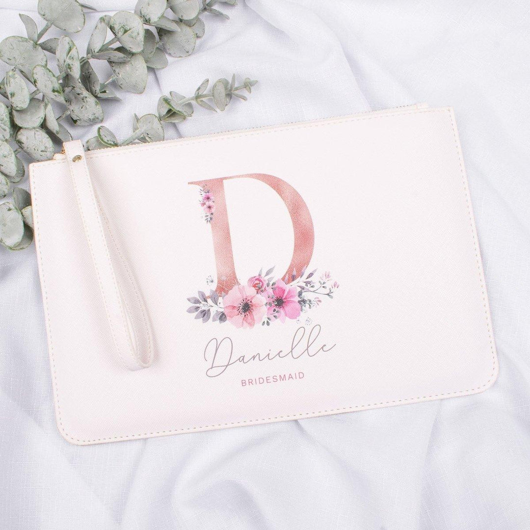 Personalised Bridesmaid Clutch Bag, Bridesmaid Gift, Rose Gold Bridal Pouch, Bridesmaid Gift Pouch, Clutch Bag, Pink Pouch, Hen Party Gifts, - Amy Lucy